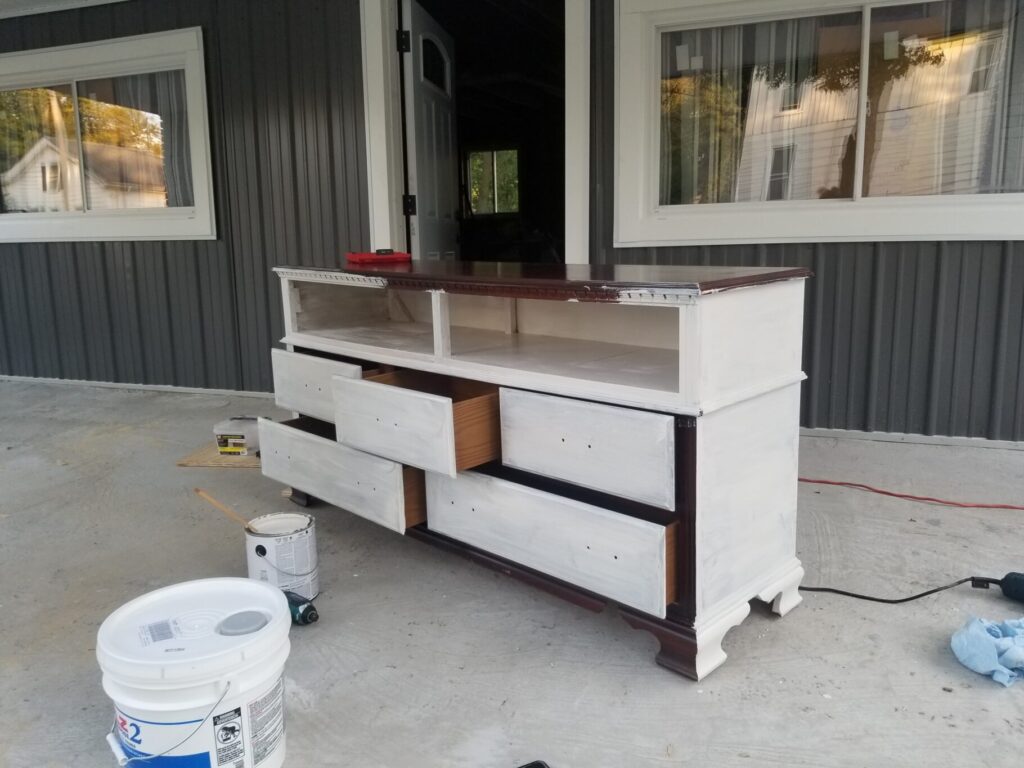 during painting dresser turning into tv stand 