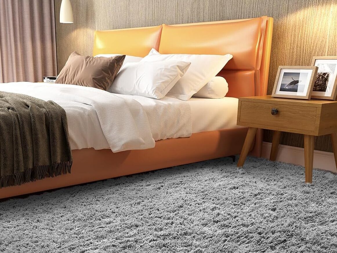 fluffy medium sized rug for bedroom